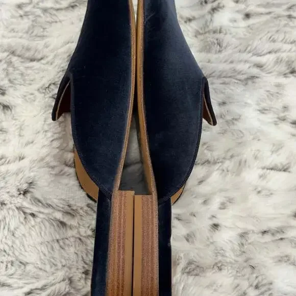 Le Monde Beryl Crushed Blue Velvet Venetian Mules Slip On Sz.40 - Picture 6 of 8